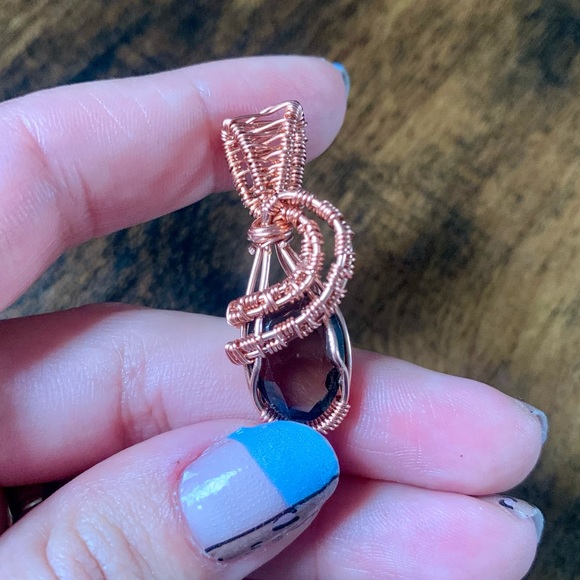 Handcrafted Copper Wire Wrapped Faceted Smokey Quartz-NWT - Picture 5 of 7